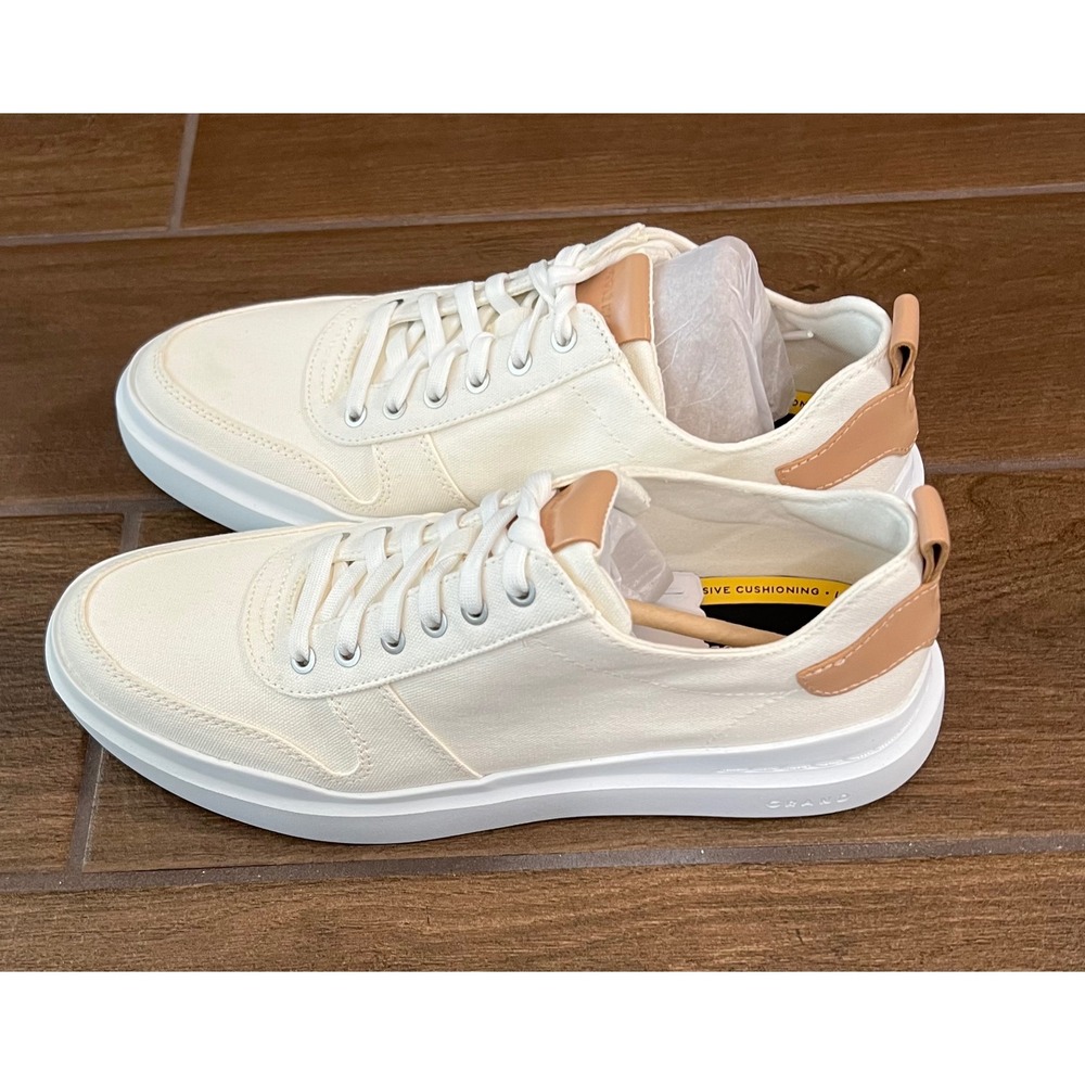 Cole Haan Grand Crosscourt Modern Canvas Tennis Sneakers Ivory C34713 Mens 8M - Picture 2 of 7